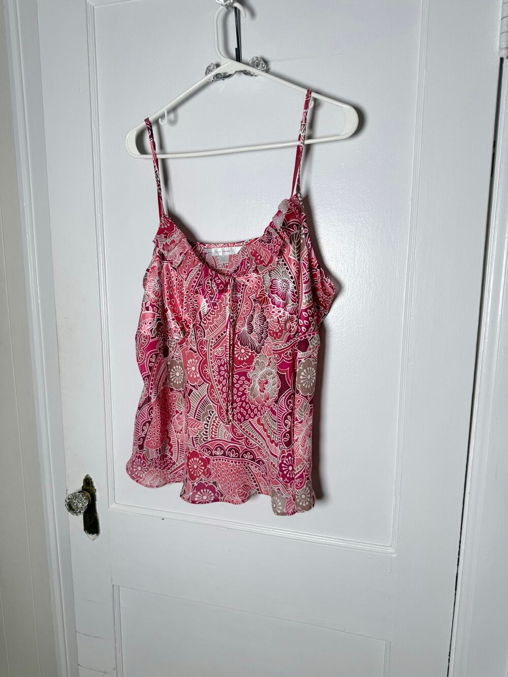 Cacique Cami Top 22/24 Pink Paisley Floral Y2K Boho Plus Size Flowy Tank